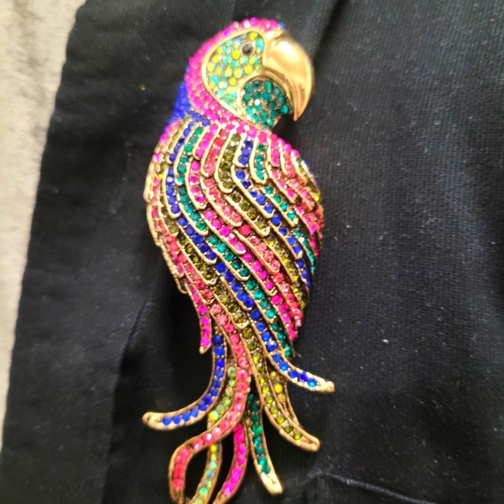 Parrot Alloy Rhinestone Brooch - Picture 3 of 3